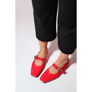 LuviShoes BLUFF Červené lakované kožené dámské ploché boty s plochou špičkou obraz
