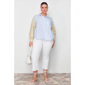 Trendyol Curve Blue Striped Relaxed Woven Shirt obraz