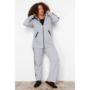 Trendyol Curve Gray Knitted Large Size Top and Bottom Set obraz