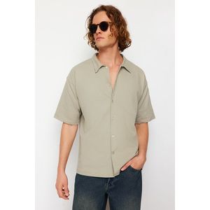Trendyol Stone Regular Fit Short Sleeve Comfortable Flexible Knitted Shirt obraz