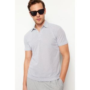 Trendyol White Regular/Regular Fit Textured Polo Neck T-shirt obraz
