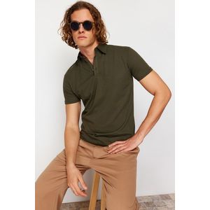 Trendyol Khaki Regular/Normal Fit Textured Polo Neck T-shirt obraz