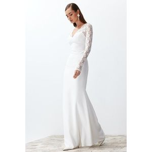 Trendyol Bridal White Body-fitting Lace Wedding/Wedding Long Evening Evening Dress obraz