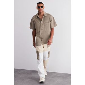Trendyol Limited Edition Khaki Oversize Fit Collar Pocket Detailed Shirt obraz