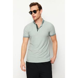 Trendyol Mint Regular/Normal Fit Color Block Textured Polo Neck T-shirt obraz