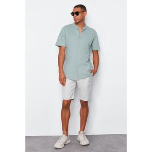 Trendyol Mint Slim Fit Classic Collar Short Sleeve Knitted Pique Summer Shirt obraz