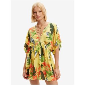 Žluté dámské květované plážové šaty Desigual Top Tropical Party obraz