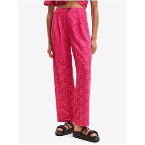 Tmavě růžové dámské krajkové kalhoty Desigual Dharma - Dámské obraz