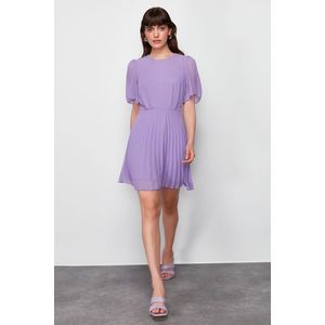 Trendyol Purple Skirt Pleated Lined Chiffon Mini Woven Dress obraz