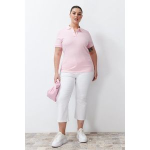Trendyol Curve Pink Polo Neck Knitted T-shirt obraz