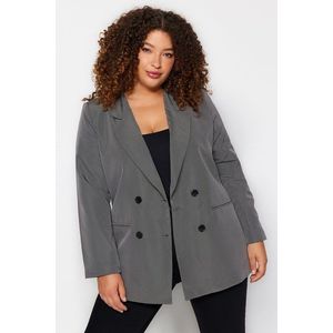 Trendyol Curve Double-breasted Gray Double Breasted Blazer with Closure obraz
