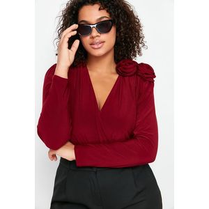 Trendyol Curve Claret Red Double Breasted Collar Body with Accessories obraz
