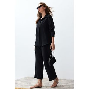 Trendyol Black Buttoned Shirt and Trousers Woven Bottom-Top Set obraz
