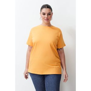 Trendyol Curve Orange Slit And Gathered Detail Boyfriend Knitted T-shirt obraz