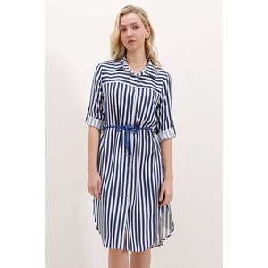 Bigdart 5629 Striped Belted Dress - Blue obraz