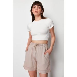 Trendyol Mink Soft Buttoned Pocketed Regular Waist Knitted Shorts & Bermuda obraz