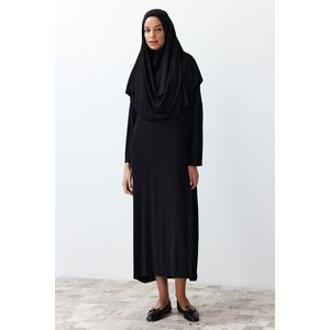 Trendyol Black Plain Scarf Detailed Knitted Prayer Dress obraz