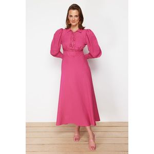 Trendyol Pink Eyelet Detailed Cotton Woven Dress obraz