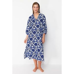 Trendyol Ethnic Pattern Wide Fit Midi Woven 100% Cotton Beach Dress obraz