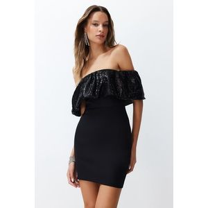 Trendyol Black Body-fitting Woven Shiny Elegant Evening Dress obraz
