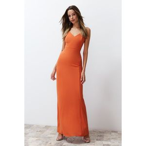 Trendyol Orange Fitted Long Woven Elegant Evening Dress obraz