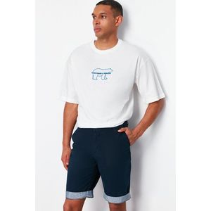 Trendyol námořnicky modré regular fit gabardénové šortky s dvojitou nohavicí obraz