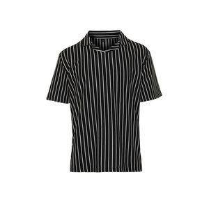 Trendyol Black Regular/Normal Cut Striped Textured Polo Neck T-shirt obraz