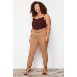 Trendyol Curve Brown Woven Plus Size Trousers obraz