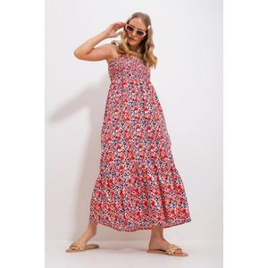 Trend Alaçatı Stili Dámské šaty s volánky, květinovým vzorem a s páskem ve stylu Baby Mouth obraz