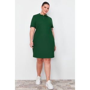Trendyol Curve Green Polo Collar Mini Knitted Dress obraz