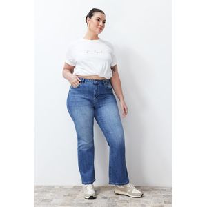 Trendyol Curve Light Blue More Sustainable High Waist Flare Jeans obraz