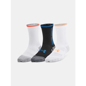 Sada tří párů dětských sportovních ponožek v bílé a černé barvě Under Armour Y UA Perform Tech 3p Crew obraz