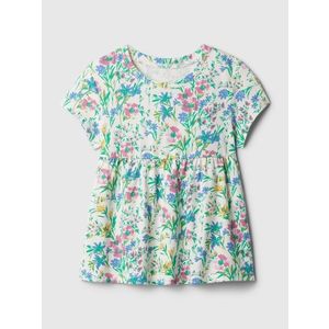Krémovo-zelené holčičí květované tričko GAP obraz