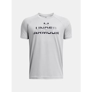 Světle šedé klučičí tričko Under Armour UA Tech Split Wordmark SS obraz