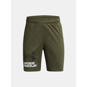 Khaki klučičí sportovní kraťasy Under Armour UA Tech Logo Shorts obraz