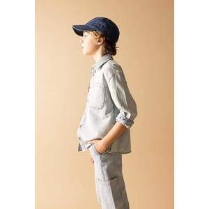 DEFACTO Boy Oversize Fit Polo Neck Jean Shirt obraz