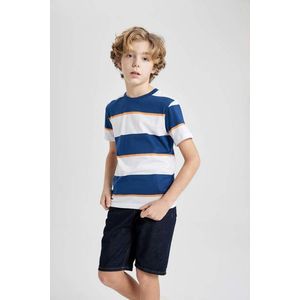 DEFACTO Chlapecké tričko s krátkým rukávem, pravidelný střih, kulatý výstřih, pruhované obraz