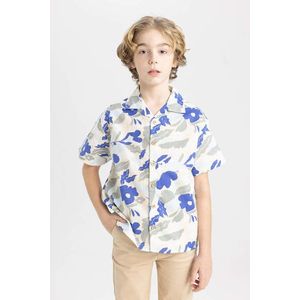 DEFACTO Boy Oversize Fit Patterned Viscose Short Sleeve Shirt obraz