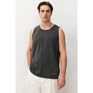 Trendyol Anthracite Oversize/Wide Cut Vintage Labeled 100% Cotton Sleeveless T-shirt/Athlete obraz