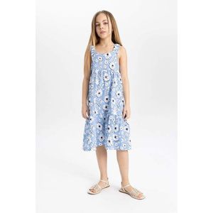 DEFACTO Girl Patterned Combed Cotton Sleeveless Dress obraz