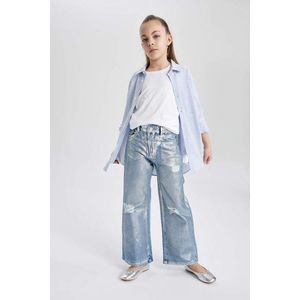 DEFACTO Girl Wide Leg Ripped Detailed Trousers obraz