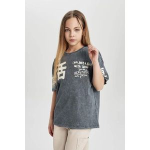 DEFACTO Girl Relax Fit Printed Washable Short Sleeve T-Shirt obraz
