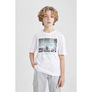 DEFACTO Boy Oversize Fit Crew Neck Printed Short Sleeve T-Shirt obraz