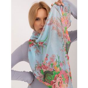 Světle modrý dámský šátek s květinami obraz