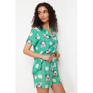 Trendyol Green Animal Pattern Viscose Woven Pajamas Set obraz