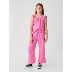 Růžové holčičí mušelínové široké kalhoty GAP obraz