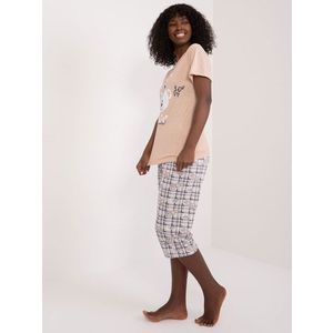 Béžové bavlněné pyžamo s 3/4 kalhotami obraz