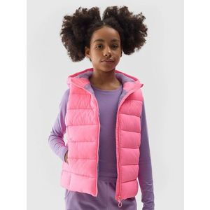 Dívčí péřová vesta s výplní ze syntetického peří 4F - růžová obraz