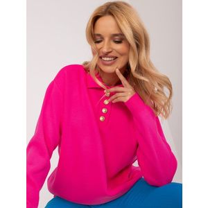 Fluo růžový oversize svetr s ozdobnými knoflíky obraz