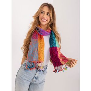 Dámský dlouhý šátek s barevnými třásněmi obraz